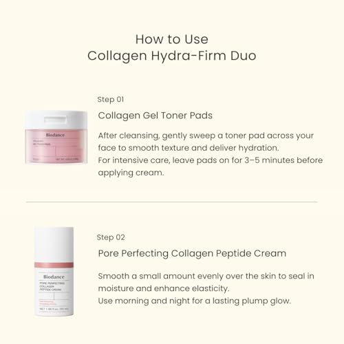 Image of BIODANCE Collagen Hydra-Firm Routine Duo: Collagen Toner Pads & Facial Moisturizer, Hydrating, Firming, Korean Skincare Routine Set for Glass Skin, Korean Skin Care, Skin Care Set