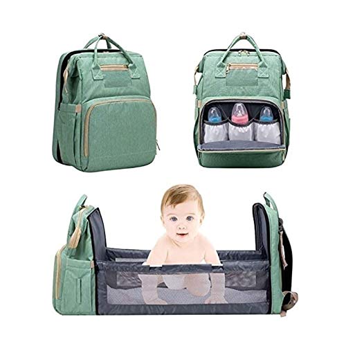 Baby Windel Rucksack Windeltasche und Faltbares Reisebett 3 In 1,Große Kapazität Multifunktionale Baby Tasche Reiserucksack Baby