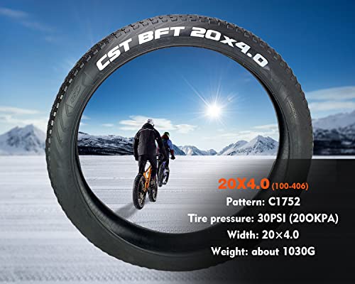 20X4.0 Fat Bike Tire, Replacement Bike Tires With Tube, Mountain Bike Tires Kit, Road Bike Tire, Foldable Snow Bicycle Tire Mtb Bicycle, Easy Installation, Valve 32Mm, 30Psi(200Kpa) (1 Pack) #TOP1