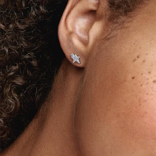 PANDORA Sparkling Asymmetric Stars Stud Earrings - Stackable Earrings for Women - Great Gift for Her - Sterling Silver & Cubic Zirconia3