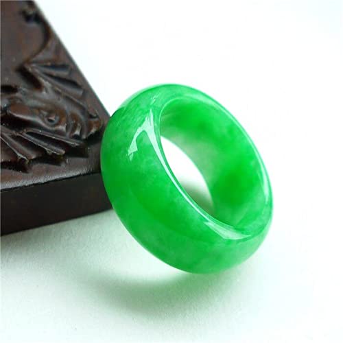 Anello di giadeite naturale al 100% Uomo Donna Anelli di pietra di giada smeraldo Accessori di gioielli di moda Anello di giada certificato verde Regali maschili (Colore gemma : Diametro interno 21mm