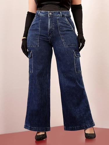 Image of Miss Chase A+ Women's Wide-Leg High Rise Regular Stretchable Denim Jeans