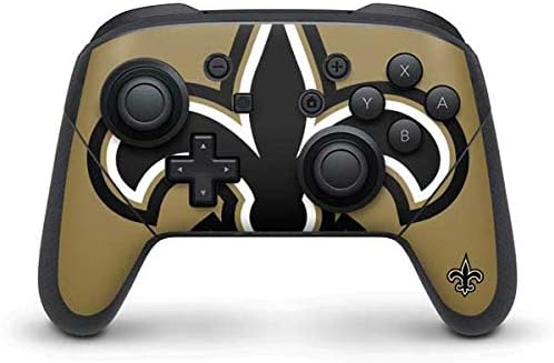 Skinit Decal Gaming Skin Compatible with Nintendo Switch Pro Controller - Officially Licensed NFL New Orleans Saints Black & White Design