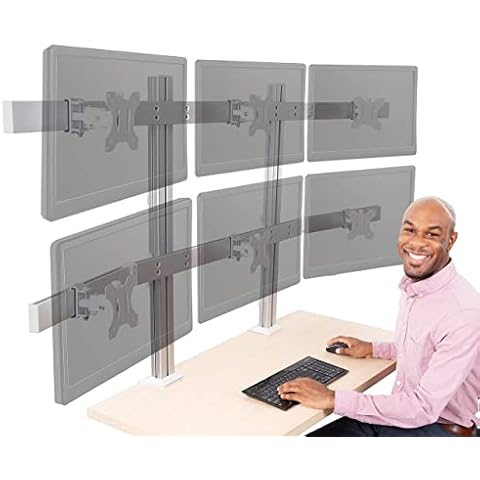 Stand Steady 6 Monitor Mount | Heavy Duty Height Adjustable Six Monitor Arm with Clamp On Base| Full Articulation VESA Mount Fits Most LCD/LED Monitors 17-32 in. (6 Arm Clamp-On) Cover