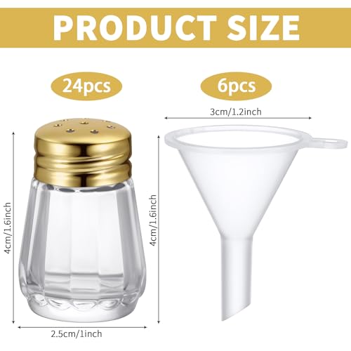 Potchen 24 Pcs 0.5 oz Mini Glass Salt and Pepper Shakers Bulk with Funnels by Potchen - Used condition - Image 2