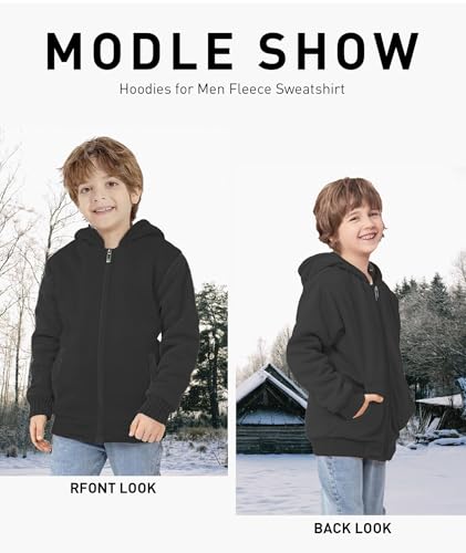Image of GEEK LIGHTING Boys Sherpa Lined Hoodie Kids Fleece Sweatshirt Full Zip Hooded Jacket