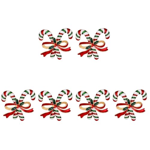 Broche de Noël canne en lot de 6 pièces : l'accessoire créatif en alliage pour vêtements
