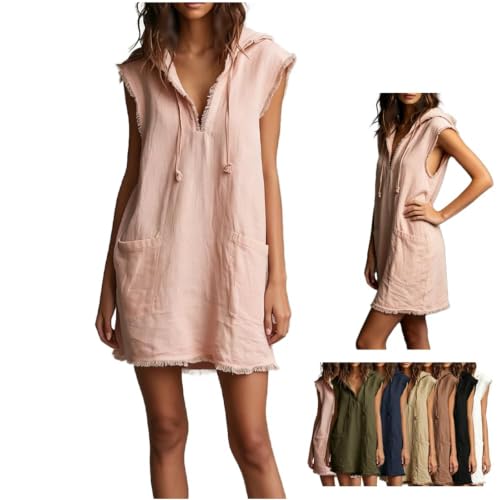 Robe en lin pour femme coupe décontractée aux finitions minimalistes de prestige