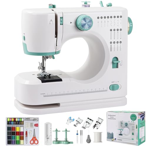 Máquina de Coser Portátil, 16 Puntadas Máquina Coser para Principiantes y Niños, Fácil Uso con luz LED, Mini Costura para Jeans, Sewing Machine con Hilo y Tijeras Kit Incluido