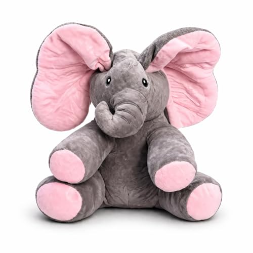 Image of Monex Musical Elephant Plush Toy for Babies & Kids | Peek-a-Boo Singing Elephant with Flappy Ears | Soft Stuffed Animal Interactive Toy for Toddlers, Infants & Gift Purpose (Pink)