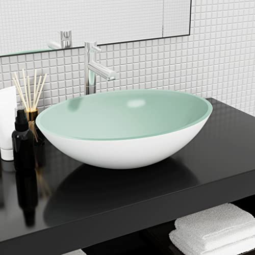 Mokuyard White Glass Wash Basin 50 x 37 x 14 cm on Countertop Washbasin for Sanitary Bathroom or Toilet, Modern and Elegant, Common Pile