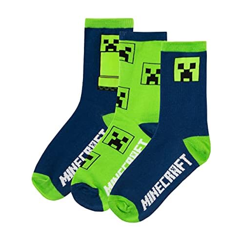 Minecraft Calcetines Paquete de 3 para Niños Multicolor 31-36