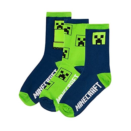 Minecraft Calcetines Paquete de 3 para Niños Multicolor 31-36