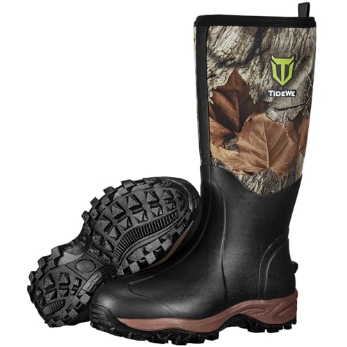 TIDEWE Rubber Neoprene Boots Men And Women, Waterproof Sturdy 6mm Neoprene Boot, Rain Boot Hunting Boot Arctic Outdoor Boot Next Camo G2 13
