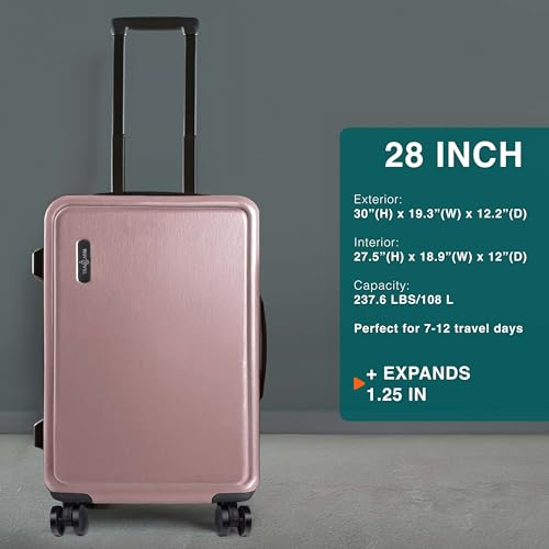 Image of Luggage Sets 2 Piece, 24 Inch Suitcase and 28 Inch Luggage with Spinner Wheels, Durable Hard Shell Suitcase Set, Expandable Travel Suitcases with Wheels, Pink