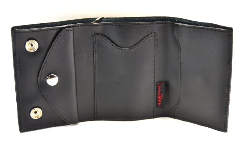 Plain Genuine Leather Tri-fold Bikers Wallet with 16" Chain Black3