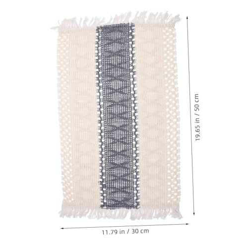 Table Tissés Pompons Rectangulaires Zerodeko : Set de Table Réutilisable - 3