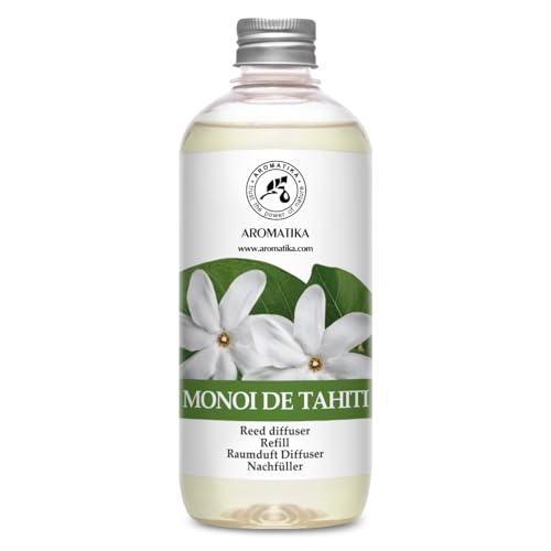 Recambio de Difusor Monoi de Tahiti 500ml - Relleno Aromático - Ambientador Perfumado - Fragancia Fresca para Habitación - Gardenia Tahitensis