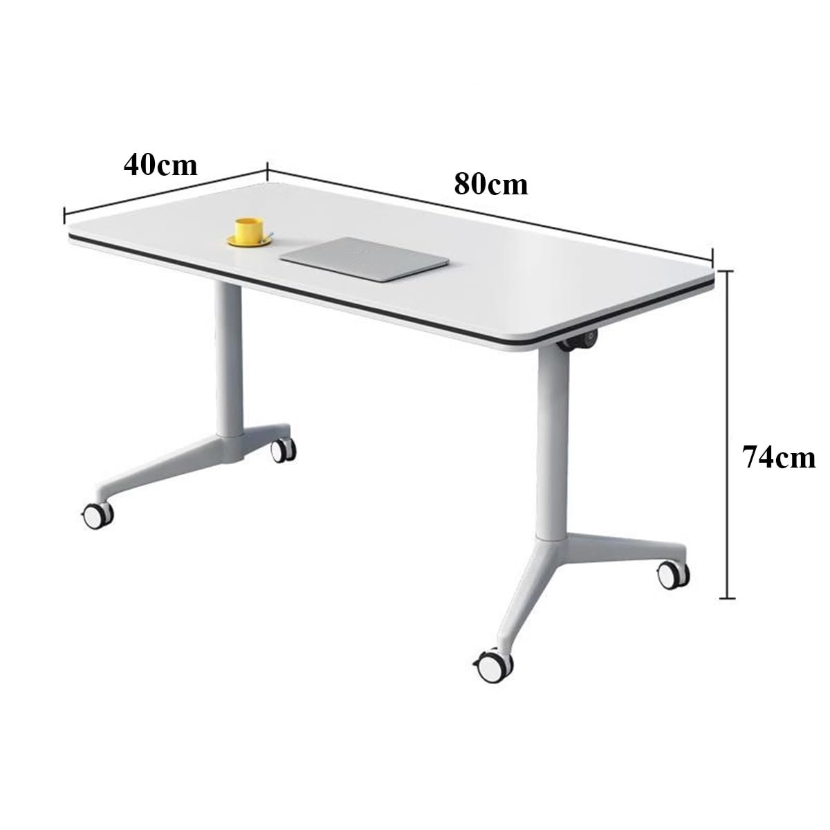 Mesas de capacitación móviles Modernas para Salas de conferencias, Mesa Rectangular Grande para Sala de Juntas, para Escribir, Imprimir, reuniones, Oficina, Aula, combinable, Color Blanco