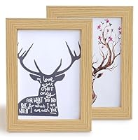 RINGSUN Photo Frames 4x6, 2-Pack Picture Frames Wall Hanging and Tabletop Stand, Photo Frames with Adjustable Bracket and Wall Mount Hooks, Wood (Dark Wood Grain)