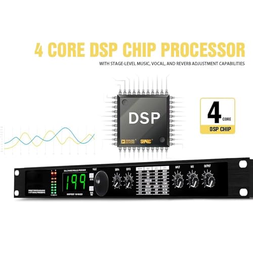 Procesador de efectos vocales, ecualizador de procesamiento de audio digital con reverberación, 99 programas preestablecidos, procesamiento de señal de 24 bits, para micrófono vocal miniatura 6