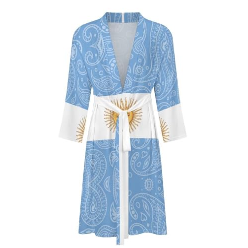 Paisley Argentina Flag Funny Men's Robe Soft Lightweight Bathrobe Long-sleeve Spa Robes4