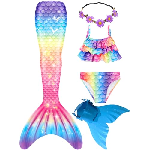 Wfundeals Mermaid Tails for Swimming with Monofin Swimsuit Costume Cosplay, Princess Bikini Set