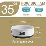 Sweejar Ceramic Dog Bowls with Bone Pattern, Dog Food Dish for Medium Dogs, Porcelain Pet Bowl for Water 35 Fl Oz (Fog Blue) - Image 6