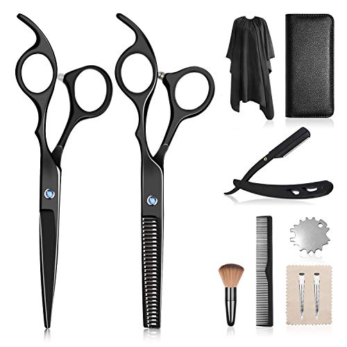 Hair Cutting Scissors Kits 10 PCS Stainless Steel Hair Cutting Shears Set Thinning