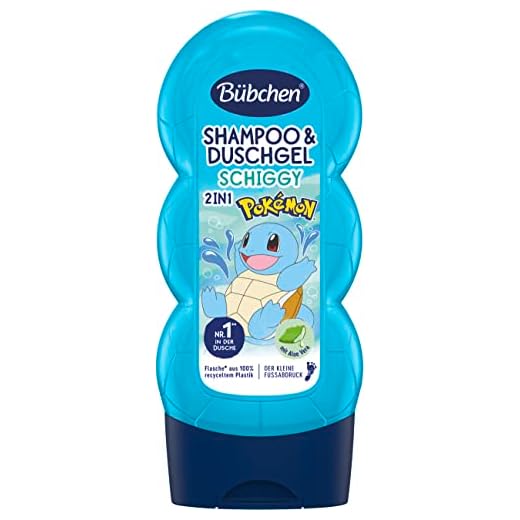 Bübchen Shampoo & Duschgel für Kinder, Pokémon Schiggy Edition, 230 ml