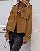 ZESICA Womens Long Sleeve Crop Trench Coat Lapel Double Breasted Loose Casual Jacket with Pockets,Brown,Small