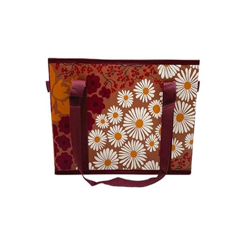 Earthwise Deluxe Collapsible Reusable Shopping Box Grocery Bag Set with Reinforced Bottom Bins Cubes (Set of 3) (Blossom)