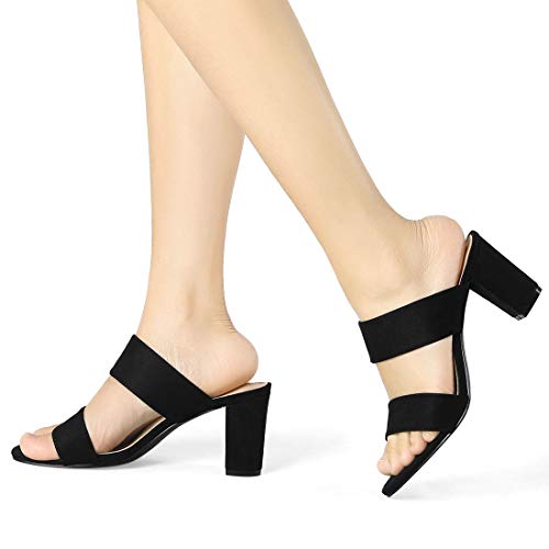 Allegra K Allegra K Women's Opened Toe Block Heeled Slide Black Sandals 8 M US