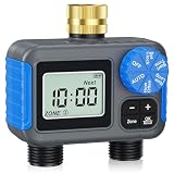 Grillum Sprinkler Timer with Brass Swivel, 2 Zone Hose Timers for Watering, Digital Irrigation Timer with Rain Delay & Manual Mode...