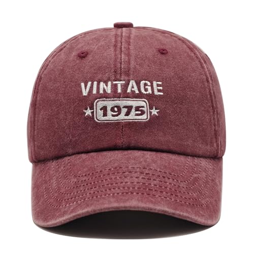 Image of 50th Birthday Gift for Her Him, Happy 50th Birthday Decorations Men Women, Woman 50th Birthday Gift Ideas, Vintage 1975 Birthday Baseball Caps Adjustable, Washed Cotton Hats for Mom Wife Girlfriend