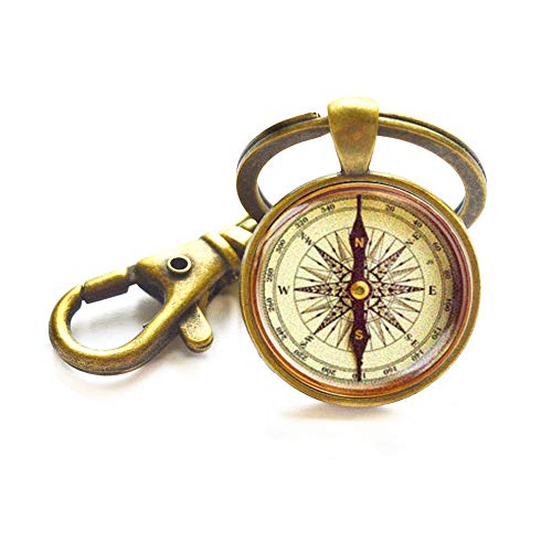 Compass Keychain,Mens Compass Keychain, Mens Jewelry, Keychain for Men,Nautical Keychain, Fashion Keychain, Best Gift,M162