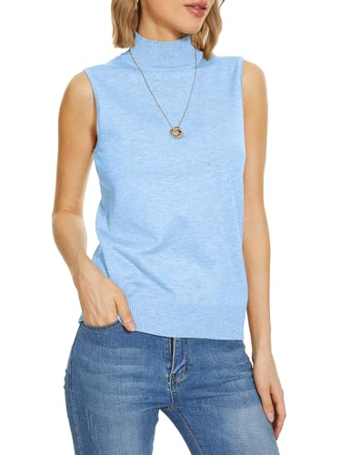 Image of INKOFF Sleeveless Mock Neck Turtleneck Knit Tops Women Dressy Casual Sweater Vest Business Work Tank