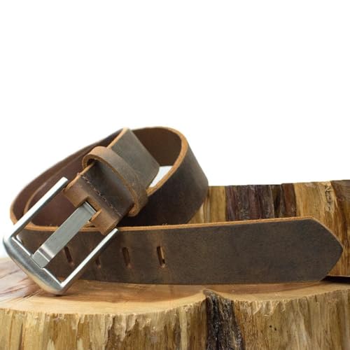 Titanium Wide Pin Belt - USA Made Full Grain Leather Belt with Certified Nickel Free Titanium Buckle3