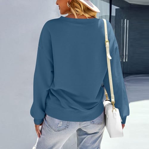 Image of Women Crew Neck Sweatshirts Fall Casual Oversized Sweat Shirts Long Sleeve Cute Preppy Sweatshirt Comfort Pullover