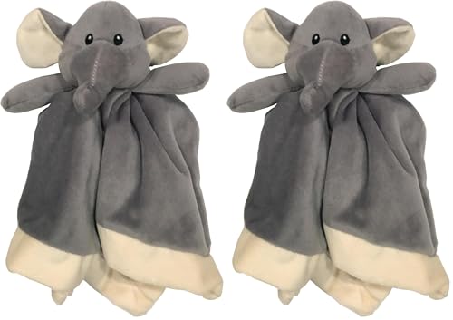 Image of Lovey Security Blanket 12 inch Square Stuffed Animal Baby Blankie for Girls or Boys (Elephant) (Pack of 2)