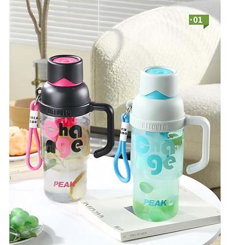 Image of THE VENTI SHOTAY Classic Unbreakable Water Bottle with Sipper BPA Free, Leak-Proof Water Bottle Ideal for Office, Sports, School, Gym (Handle - 900ML-White)