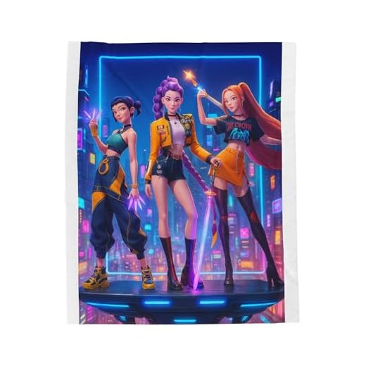 Demon Pop Hunters Velveteen Plush Blanket K-Pop Anime Fan Gift for Girls Daughter Cozy Korean Fantasy Animation Art for Bed