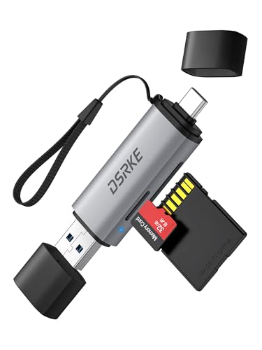 DSRKE SD Kartenleser, USB 3.0 & USB C Dual Stecker Kartenleseger&auml;t SD Karten Adapter f&uuml;r SD/SDHC/SDXC/microSD | Kompatibel mit iPhone 17/16/15, MacBook, Android & Windows