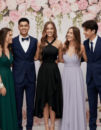 Image of Bbonlinedress Halter Cocktail Women Dresses Prom Formal Wedding Guest Bridesmaid Ruffled Maxi Hi-Lo Evening Party 2026 Dress