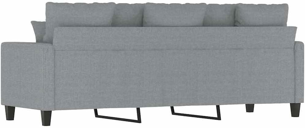 3-Seater Sofa Light Grey 100% Polyester Fabric Living Room Furniture