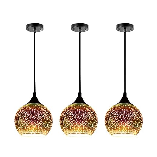 JEUNEU A Set of 3 Modern Glass Pendant Lights,Colourfull 3D Firework Lamp,Suitable for Island Living Room,Kitchen,Dining Room etc