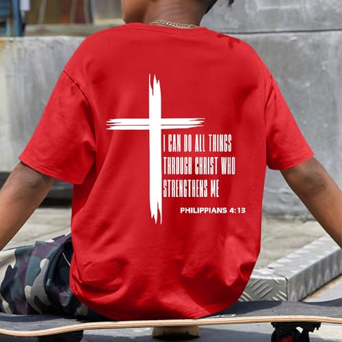 Image of KEEVICI Boys Christian Graphic Tees God Jesus Shirts for Kids Cross Faith Bible Verse Inspirational Religious Cotton T Shirt