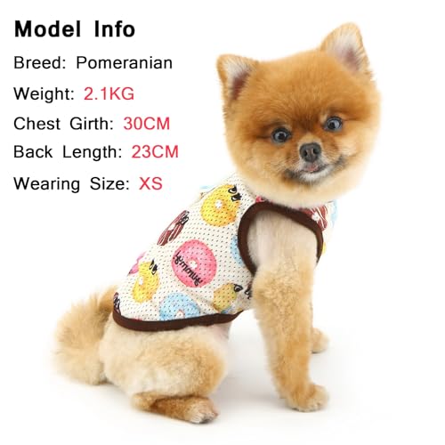 SMALLLEE_LUCKY_STORE Hunde-Shirt für kleine Hunde, kühlendes Netzgewebe, Haustier-Pullover, T-Shirt mit D-Ring und Donuts, bedruckt, Frühling, Sommer, atmungsaktiv, Welpen-T-Shirt, Chihuahua, Yorkie,