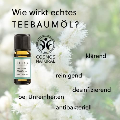 Teebaumöl von ELIXR, BIO, zur Bekämpfung von Hautunreinheiten und Pickeln