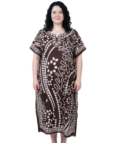 Image of Oussum Plus Size Kaftan Dresses for Women, Polyester Summer Caftan Cover Up Maxi Beach Dress, 1X-3X